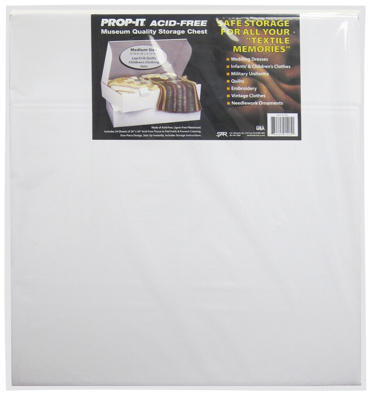 PROP-IT Acid-Free Museum Quality Storage Chest for Textiles-Medium 5"X18"X15"